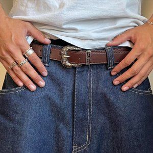 Vintage-style American western BOHO brown belt